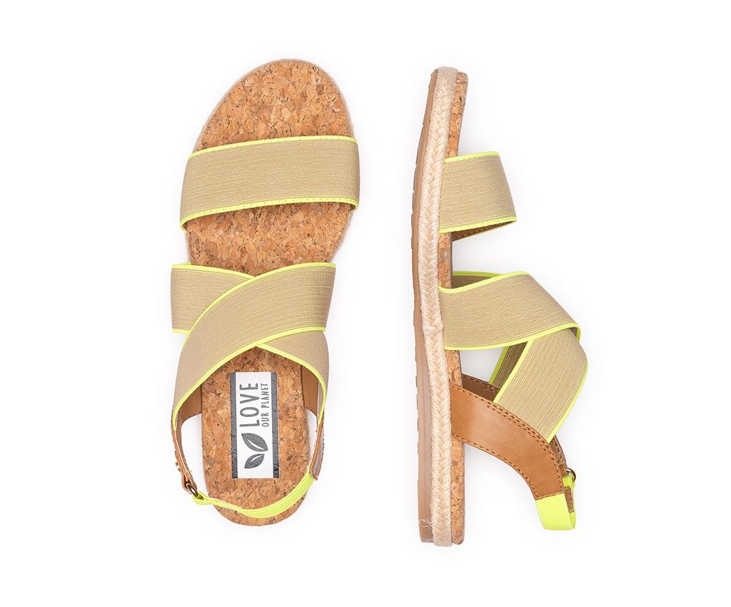 EBE Vegan Sandals | Tan Neon Yellow