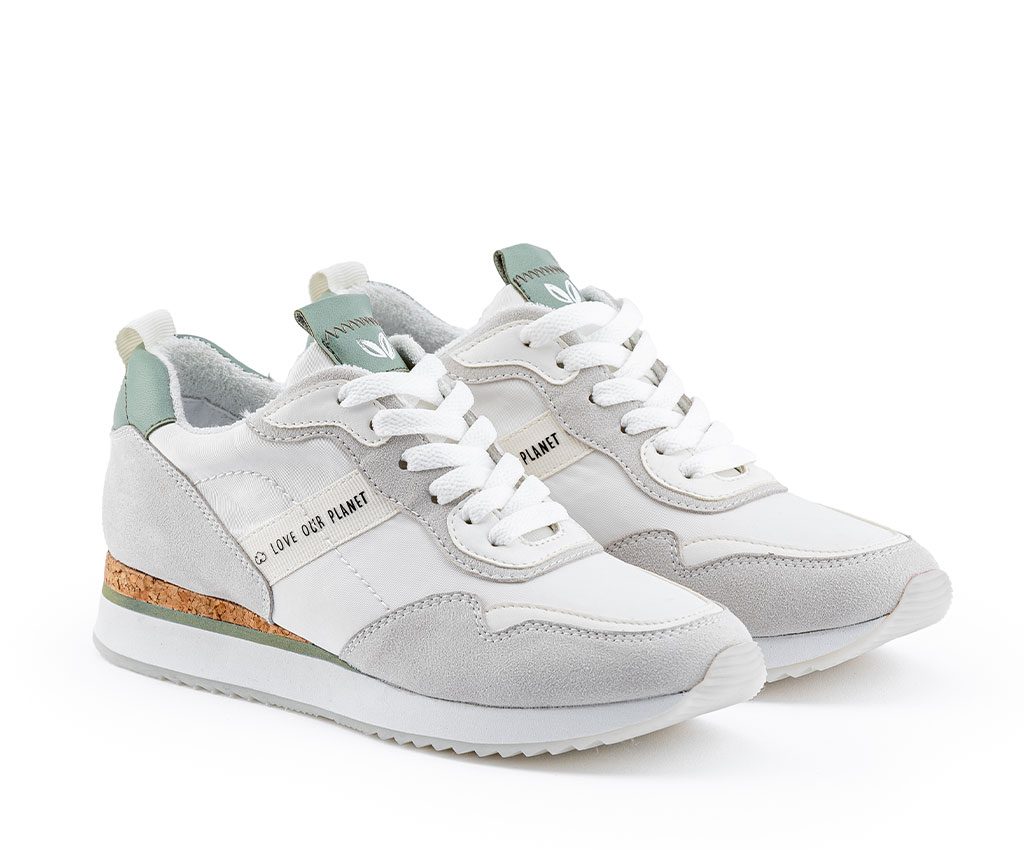 TERESA Vegan Sneakers | Offwhite Pastel Green